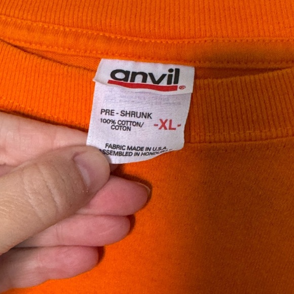 Vintage Anvil Bright Orange Tee XL Cheetos dangerously cheesy - Picture 2 of 3